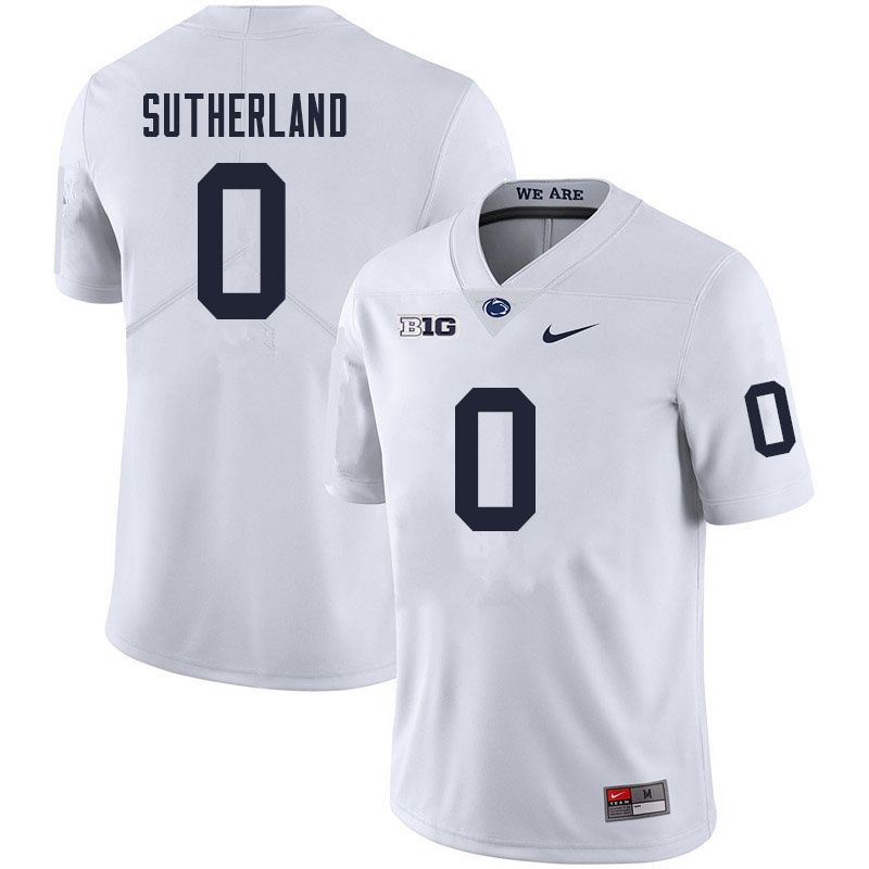 Men #0 Jonathan Sutherland Penn State Nittany Lions College Football Jerseys Sale-White